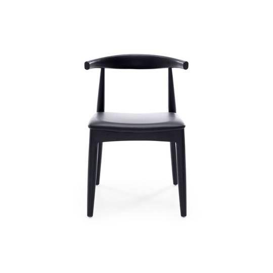 Elbow Dining Chair Black Oak Black PU Seat
